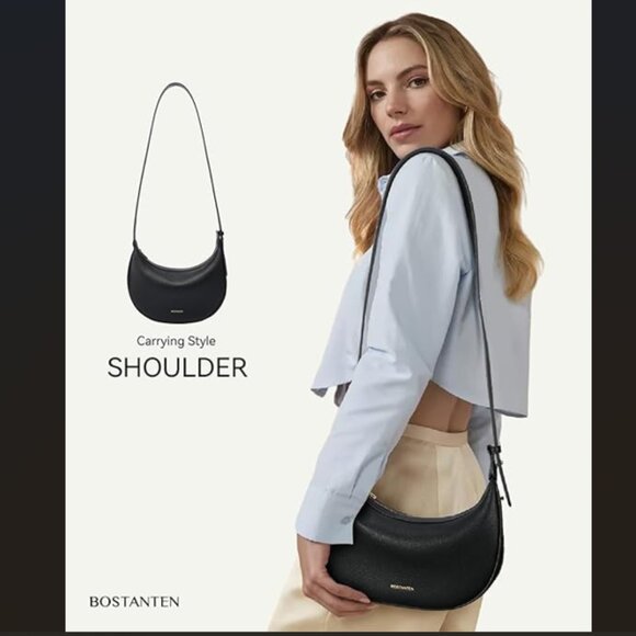 Crescent Crossbody Adjustable Shoulder/Clutch Bag, Black, Vegan Leather, NWOT - Picture 7 of 9